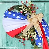 Dekor Türkranz 4. Juli: Gedenktag Dekorationen Festival Feier Girlande Unabhängigkeitstag Amerikanische Flagge Künstlicher Kranz Willkommensschild Tür für Zuhause Bauernhaus (Rattan)