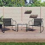 Tidyard 3-TLG. Gartensofa Gartenmöbel Set Garten-Sofagarnitur Garten-Lounge-Set mit Kissen Terrassesofa Möbelsets Loungesofaset Gartenlounge Sitzgarnitur Gartenset für Garten Anthrazit Stahl