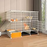 Katzenkäfige Indoor Metall, Katzenhaus, Kleintierkäfig, Katzenhaus Outdoor mit Katzenklo, geruchshemmend und leicht zu reinigen, Verschiedene Größen (OneColor 107 * 47 * 87cma)