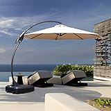 Grand patio Gartenschirm Sonnenschirm Neigbar mit Schirmständer, Ampelschirm mit Kurbelbedienung, Terrassenschirm für Garten, Deck,Schwimmbad, Outdoor,UV-Schutz 50+ (330cm,Creme)