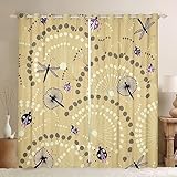 ANEEHA Vorhang Blickdicht Libelle Vorhänge Marienkäfer Gardinen Wohnzimmer Schlafzimmer Verdunklungsvorhänge Thermovorhang 3D Druck Schallschutz Vorhang mit Ösen 2er Set B 110 x H 215 cm