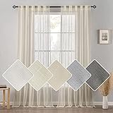 MIULEE Vorhang Gardinen Leinenvorhang Transparent Schiebevorhänge Voile Sheer Halbtransparent Wohnzimmer Fensterschal Lichtdurchlässig Schlafzimmer Schlaufenschal 2er Set 140x245cm (B x H) Beige