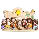 Yajimsa Weihnachtskrippenfiguren Weihnachtskrippe mit Figuren, Weihnachtskrippenset Jesus, Weihnachtsfigur aus Polyresin, für Innendekoration, Kirche oder Schule