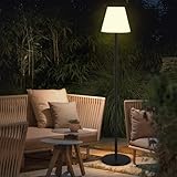 Solar Stehlampe Innen&Outdoor Lampe für Terrasse Ip65 Wasserdicht,USB Aufladbar kabellose Stehlampe mit Lichtsensor,Helligkeit Dimmbares RGB Buntes LED Solarlampen,Höhenverstellbar,für Rasen Garten.