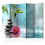 murando Raumteiler Spa Zen Foto Paravent 225x172 cm beidseitig auf Vlies-Leinwand Bedruckt Trennwand Spanische Wand Sichtschutz Raumtrenner Home Office blau grün grau Rose b-B-0192-z-c