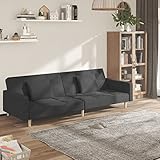 JUNZAI Schlafsofa 2-Sitzer mit Fußhocker, Relaxsofa, Loungesofa, Relaxcouch, Sofa für Jugendzimmer, Sofa für Schlafzimmer, Couch für Wohnzimmer, Schwarz Stoff