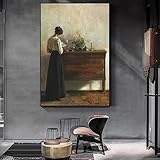 Vintage-Frau, Leinwandgemälde, lesende Innenszene, Poster und Drucke, Wandkunst, Bilder für Wohnzimmer, Heimdekoration, 80 x 120 cm, rahmenlos