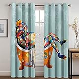 IZREEL Gardinen Wohnzimmer Kinderzimmer Ösenvorhang Blickdicht Vorhänge 2Er Set 220X264cm(Bxh) 3D Cartoon-Frosch Muster Verdunkelungsvorhang Schlafzimmer Fensterdekoration Thermovorhang