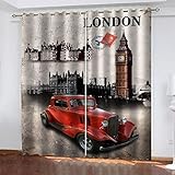 Thermovorhang Kälteschutz Hitzeschutz Und Verdunklung Ösen Kinderzimmer Londoner Big Ben Verdunklungsvorhänge 2Er Set 234X230Cm Blickdichte Gardinen Wohnzimmer Schlafzimmer Küche Vorhänge