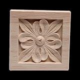 Holzschnitzerei Dekoration Retro Ornament Unbemalt Lange Große Blätter Blume Gummi Holz Schrankwände Möbel Holz Aufkleber Applikation 12 * 12Cm 2St