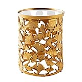 riess-ambiente.de Dekorativer Couchtisch Ginkgo 35cm Gold Handmade rund Metall Glasplatte