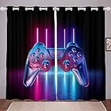 Tbrand Gamepad Blickdichte Vorhänge für Jungen und Teenager, 137 x 117 cm, moderner Spiel-Fenstervorhang, Videospiel-Vorhänge für Kinder und Mädchen, Neuheit, Farbverlauf, Aktionstasten