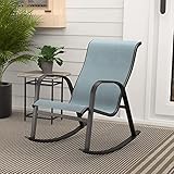Grand patio Textilene Schaukelstühl, Relaxsessel Lounge, Witterungsbeständig, Metallrahmen Armlehnensessel für Innen, Außeneinsatz (Blau, 1PC)