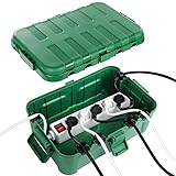 RESTMO extra große kabelbox (32 x 22 x 13 cm), IP54 wasserdicht, Outdoor kabel safe box, wetterfeste Steckerabdeckung zum Schutz von Steckdosenleiste, Timer-Steckdose, Grün