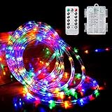 MIFIRE LED Lichtechlauch Lichterkette Außen, 100er LED 10M Lichtschlauch Außen mit Fernbedienung und Timer, IP65 Batteriebetrieben Lichterschlauch für Hochzeit, Party, Garten, Balkon, Terrasse