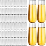 60 Stück Sektgläser ohne Stiel, Kunststoff, 266 ml, transparente Kunststoff-Weingläser, Champagnerbecher, unzerbrechliches Toastgläser zum Trinken, Cocktail, Mimose, Dusche, Geburtstag