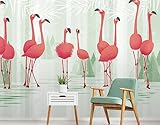 Fototapete 3D Effekt 3D Tapete Handgezeichnete Rote Flamingofedern Fototapete Wandgemälde Vlies Dekoratives Poster Wohnzimmer Schlafzimmer Flur Moderne Wanddekoration 250(W) X175(H) Cm