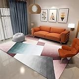 RUGMRZ Rug Carpet Happy Decor Kids Teppich Rosa Blauer Sofas Teppich mit geometrischem Muster ist super weich und verblasst Nicht Kuschelteppich 60X120CM