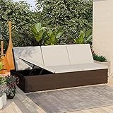 Festnight sonnenliege 2 Personen Polyrattan Doppelliege Sonnenliege gartenbett Outdoor Gartenliege für 2 Personen Relaxliege sonneninsel Outdoor-Typ 4
