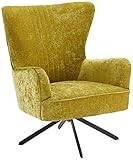 Furnhouse Ibbe Design Gelb Bequem Ohrensessel Drehbar Lounge Sessel Skandinavisch Lesesessel Samtoptik Stoff Juno, Sitzhöhe 43 cm, 75x78x93 cm