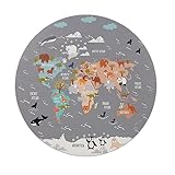 Paco Home Kinderteppich Teppich Rund Kinderzimmer Spielteppich Straßenteppich Modern rutschfest Junge Mädchen, Grösse:160 cm Rund, Farbe:Grau 4