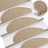 TALCUS Home & Garden Stufenmatten selbstklebend Sisaloptik 15 Stück 65x25 cm dunkel beige