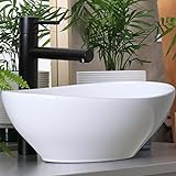 Waschbecken24 Hochwertiges Waschbecken Oval | Aufsatzwascbhecken Klein & Stilvoll | mit Lotus-Effekt | für Badezimmer & Gäste-WC (Weiß, 41x33x14cm)