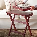 REHOOF Wohnzimmer-Couchtisch, platzsparender Aufbewahrungs-Beistelltisch, abnehmbares Tablett, klappbarer Tischständer (Color : Red, Size : 58 * 38 * 58cm)
