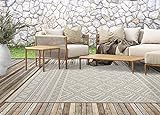 the carpet Calgary - robuster Teppich, Flachgewebe, modernes Design, ideal für Küche und Esszimmer, Vintage-Optik, Boho-Style, besonders flach, auch für den Außenbereich, Beige, 140 x 200 cm