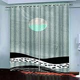 BONDIJ Vorhänge Wohnzimmer Modern Blickdicht 3D Kreativer Grauer Druck Muster 260X280cm(HxB) 2Er Set Blickdicht Schlaufenschal Verdunkelungsvorhang Vorhänge Lärmminderung Gardinen Fensterdekoration