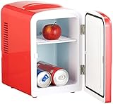 Rosenstein & Söhne Büro-Mini-Kühlschrank: Mini-Kühlschrank AC/DC, 12/230V 4l, mit Warmhalte-Funkt., rot, B-Ware (Mini Kühlschrank elektrisch)