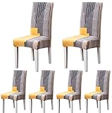 ARNTY Stuhlhussen 4er 6er Set,Stretch Stuhl Bezug Esszimmer,Universal Moderne Elastische Hussen für Stühle für Esszimmer Party Hotel Restaurant Deko (Grau&Orange, 6 Stück)
