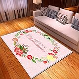 EUPLICCE 3D-Gedruckter Teppich, Weihnachtskranz-Wohnzimmerdekorations-Bodenmatte, Weiche Flanell-Anti-Rutsch-Bodenmatte 150x210cm