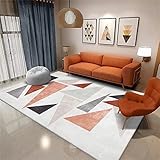 RUGMRZ Schöne Teppich Flickenteppich Waschbar Rosa-Grauer dreieckiger geometrischer Muster Schlafzimmer Teppich gegen Mehltau kann angepasst Werden Carpet Bedroom 160X230CM