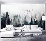 Liuzhou Individuelle Tapete 3D Fototapete Frischer Nebel Wald Bewölkter Vogel Nordic Sofa Hintergrund Tapete Dekoration-300cmx210cm