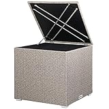 Casaria® Auflagenbox Kissenbox 318 L mit Deckel 75x75x70cm Wasserdicht Gasdruckfeder Garten Aufbewahrungsbox Balkon Truhe Abwaschbar Polyrattan Creme