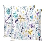 2Er Set Kissenhülle Lila Pastorable-Blätter-Blume Lustige Kissenbezug Stilvolles,Gemütliche Throw Kissenbezüge Für Home Schlafzimmer Kopfkissen 45X45Cm