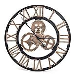 Wanduhr – Vintage Wanduhr Retro Europäische Künstlerische Stil mit dekorativem Zahnrad und römischen Ziffern Handarbeit 3D für Wohnzimmer Küche Schlafzimmer bar Cafe (Farbe Kupfer)