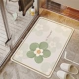 Badezimmerteppich, Badematte Rutschfest, Duschmatte Rutschfest, Duschvorleger, Badvorleger Badteppich Rutschfest Waschbar Teppich Badezimmer, Bathroom Mat, Bath Mat Mats, Bad Teppich, Blumen-60x100cm