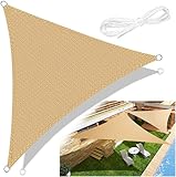 Emooqi Sonnensegel Dreieck Rechtwinklig, Sonnensegel Dreieckig 5x5x5M Sonnenschutz Atmungsaktiv HDPE UV Schutz, Permeable Canopy für Terrasse, Balkon und Garten -Sandbeige