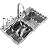 Küchenspülen Küchenspüle In Silber Gebürstet Übergroßes Doppelwaschbecken Gemüsebecken Aus Edelstahl Für Den Haushalt 4 Mm Dicke Platte (Color : Schwarz, S : 78 * 46 * 22cm)