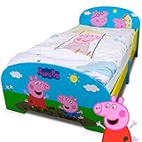 Peppa WUTZ Bett/Peppa Pig/Kinderbett/Mit Rausfallschutz/Maße 70x140 cm/Kinder Bett/Kinderzimmer Möbel