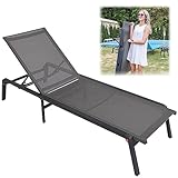 XIaoHESHop Verstellbare Chaise Lounge Aluminium Klappbarer Patio-Lounge-Stuhl für draußen Allwetter 5-Positionen-Liegestuhl für Patio, Pool, Strand, Garten, Zusammenbau-frei