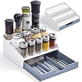 KINGRACK Gewürzregale, Küchen Organizer, Gewürzhalter für Vorratsdosen Kunststoff 3-stufig Gewürzregal Organizer, Schrank Organizer für Gewürze, Vorratsdosen und weiteres Küchenzubehör