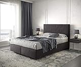 DELIFE Boxspringbett Dream-Well Mikrofaser Schwarz 140x200 cm mit Matratze und Topper