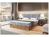 MEBLINI Boxspringbett mit Bettkasten - Gepolstert Doppelbett mit Matratze und Topper - Polsterbett mit Stauraum - Bett mit Kopfteil - Stauraumbett - Lofty 8-140x200 - H3/Hellgrau Samt