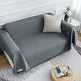 Homxi Sofabezug Zweisitzer,Sofa Überzug Decke Einfarbig Couch Überzug Baumwolle Sofa-Handtuch Grau Sofahusse 130x260CM