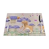 Platzsets Set 1-4-6 Vinyl Gewebte Tischsets Schöne Cartoon Pilz mit Hund Waschbar Und Langlebig Rutschfeste Tischsets
