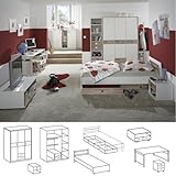 Wimex Babyzimmer Set Jalta, bestehend aus Schrank, Bett, Bettschubkästen, Nachtschrank, Liegefläche 90x200 cm, Weiß/ Absetzung Eiche Sägerau