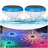 Schwimmende Solarleuchten, LED-schwimmendes Teichlicht mit RGB-Farbwechsel, IP68 wasserdichte Solar-Poollichter für Schwimmbad bei Nacht, Pool-Lichter, die schwimmen, Whirlpool, Garten (2 Stück)